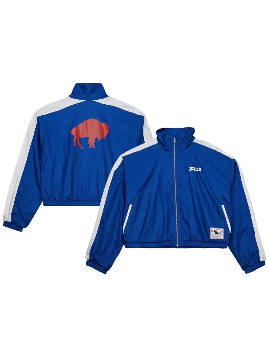 Женская укороченная нейлоновая куртка Royal Buffalo Bills на молнии Mitchell & Ness