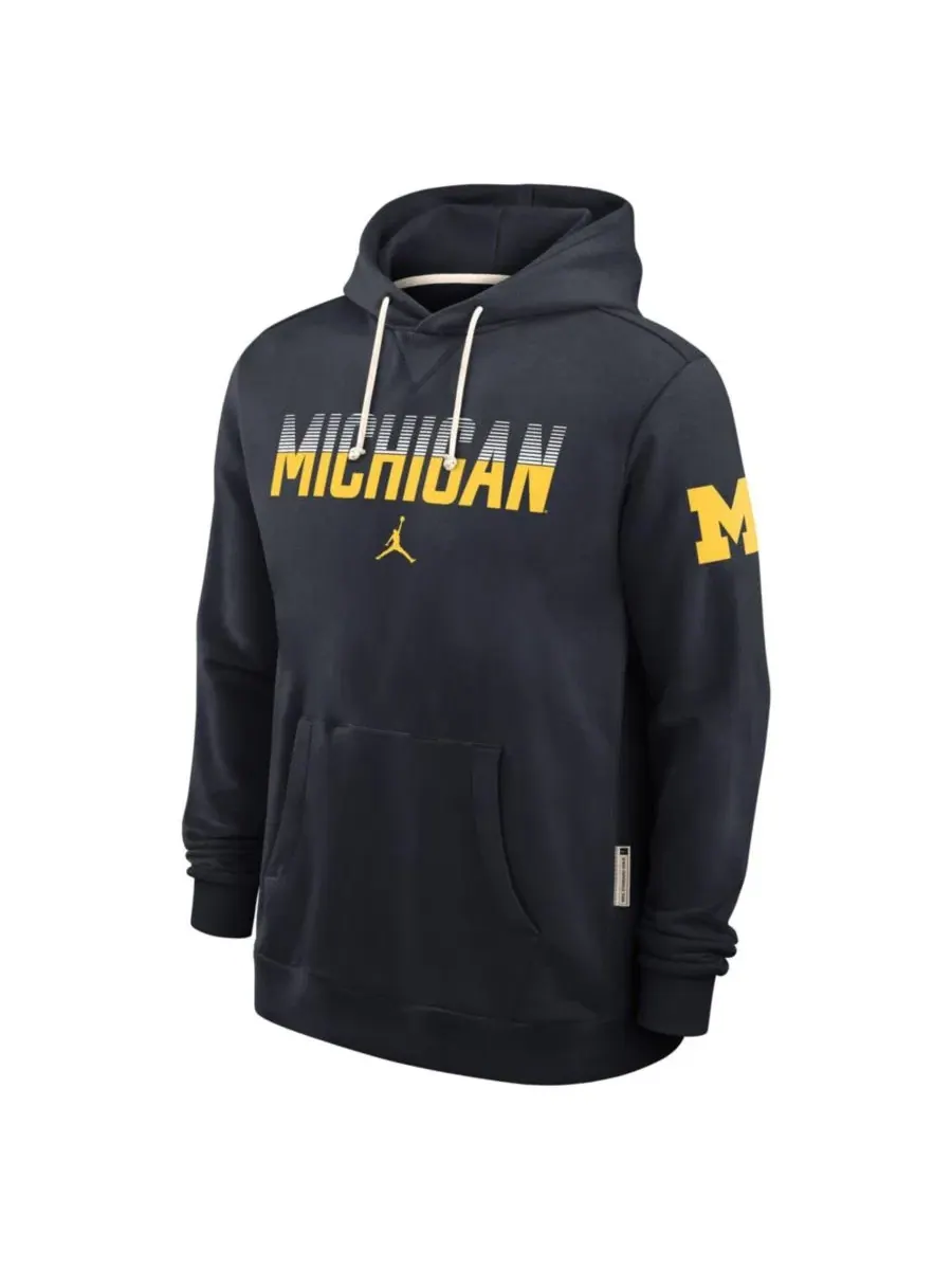 Худи мужское с капюшоном, с принтом Michigan Wolverines Jordan — изображение 3 из 3, темно-синий