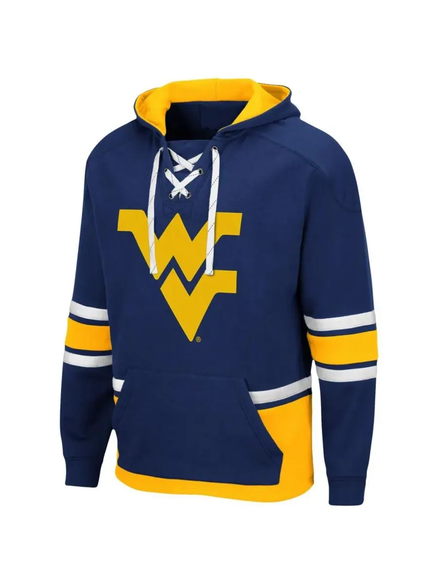 Мужская толстовка с капюшоном West Virginia Mountaineers на шнуровке 3.0 Colosseum — изображение 2 из 6, темно-синий