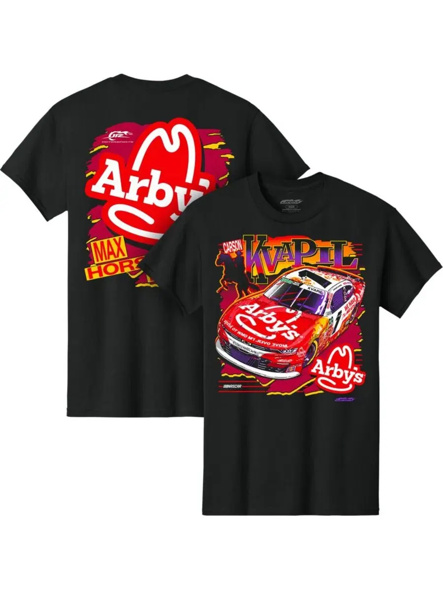Мужская черная футболка Carson Kvapil Arby's Jr Motorsports Official Team Apparel — черный