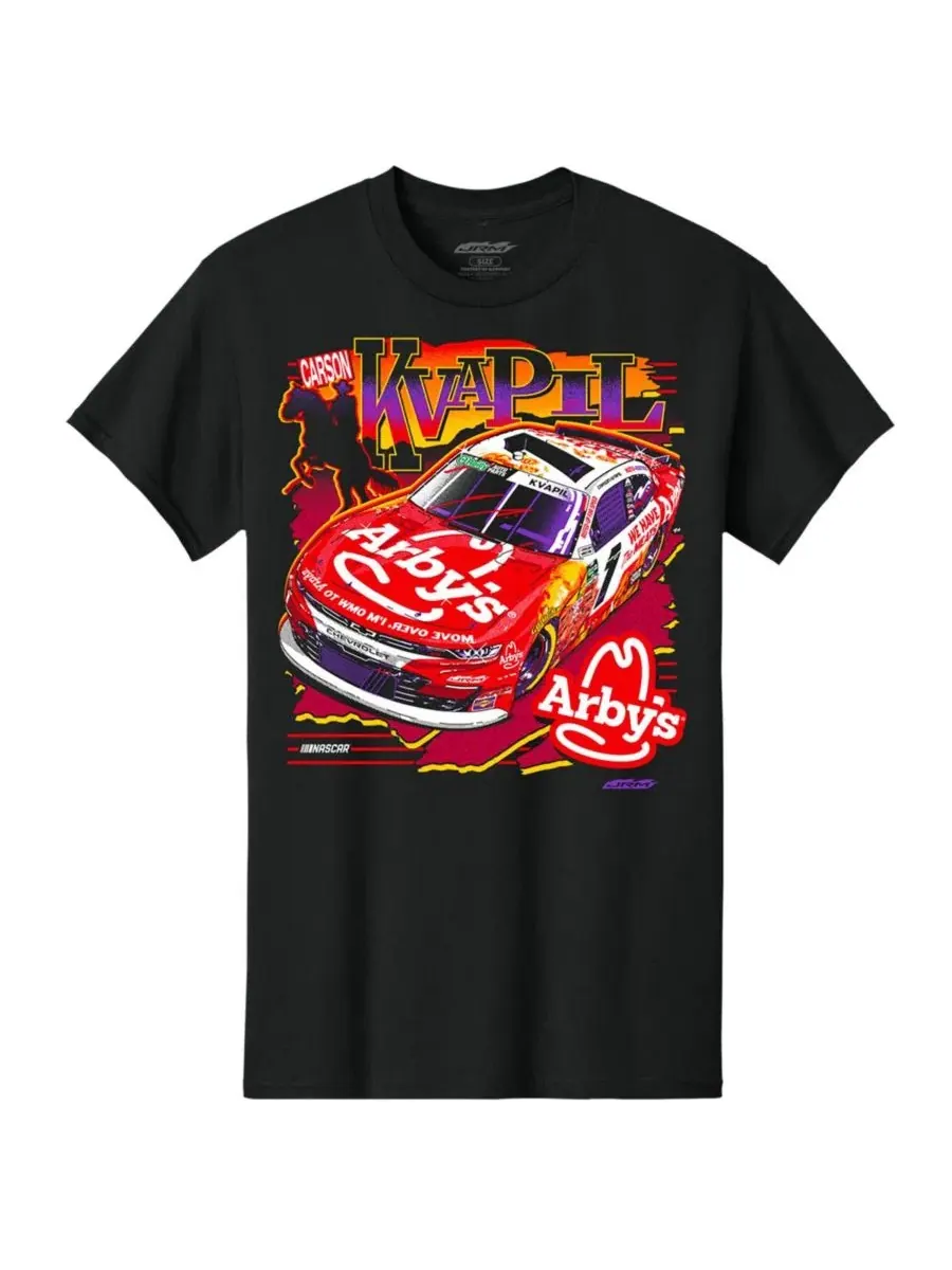Мужская черная футболка Carson Kvapil Arby's Jr Motorsports Official Team Apparel — изображение 2 из 3, черный