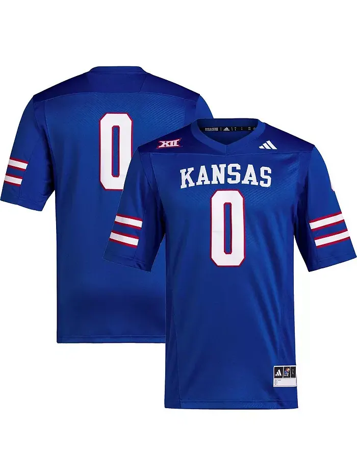 Мужская футбольная майка #0 Royal Kansas Jayhawks Premier adidas