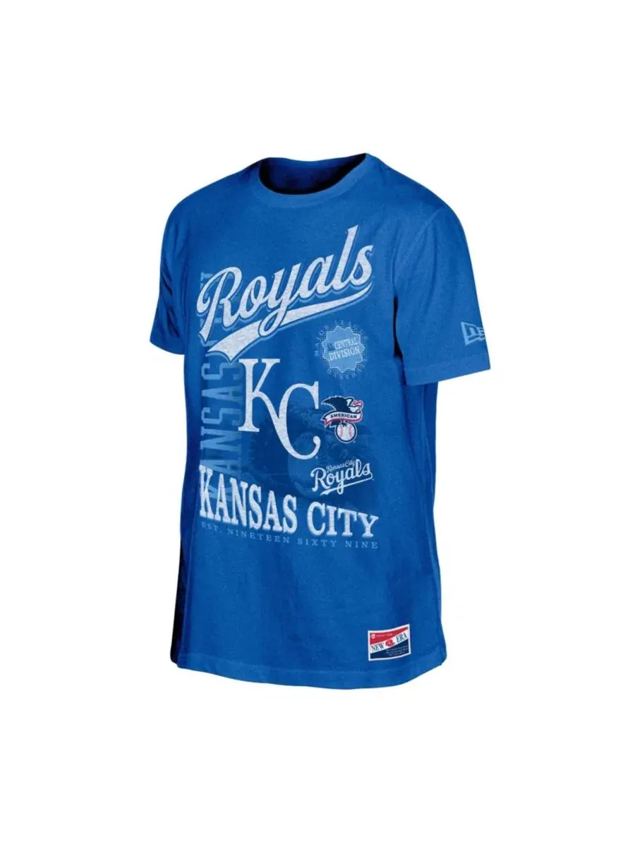 Футболка с принтом Kansas City Royals Oversized Throwback Distressed New Era — изображение 3 из 4, королевский