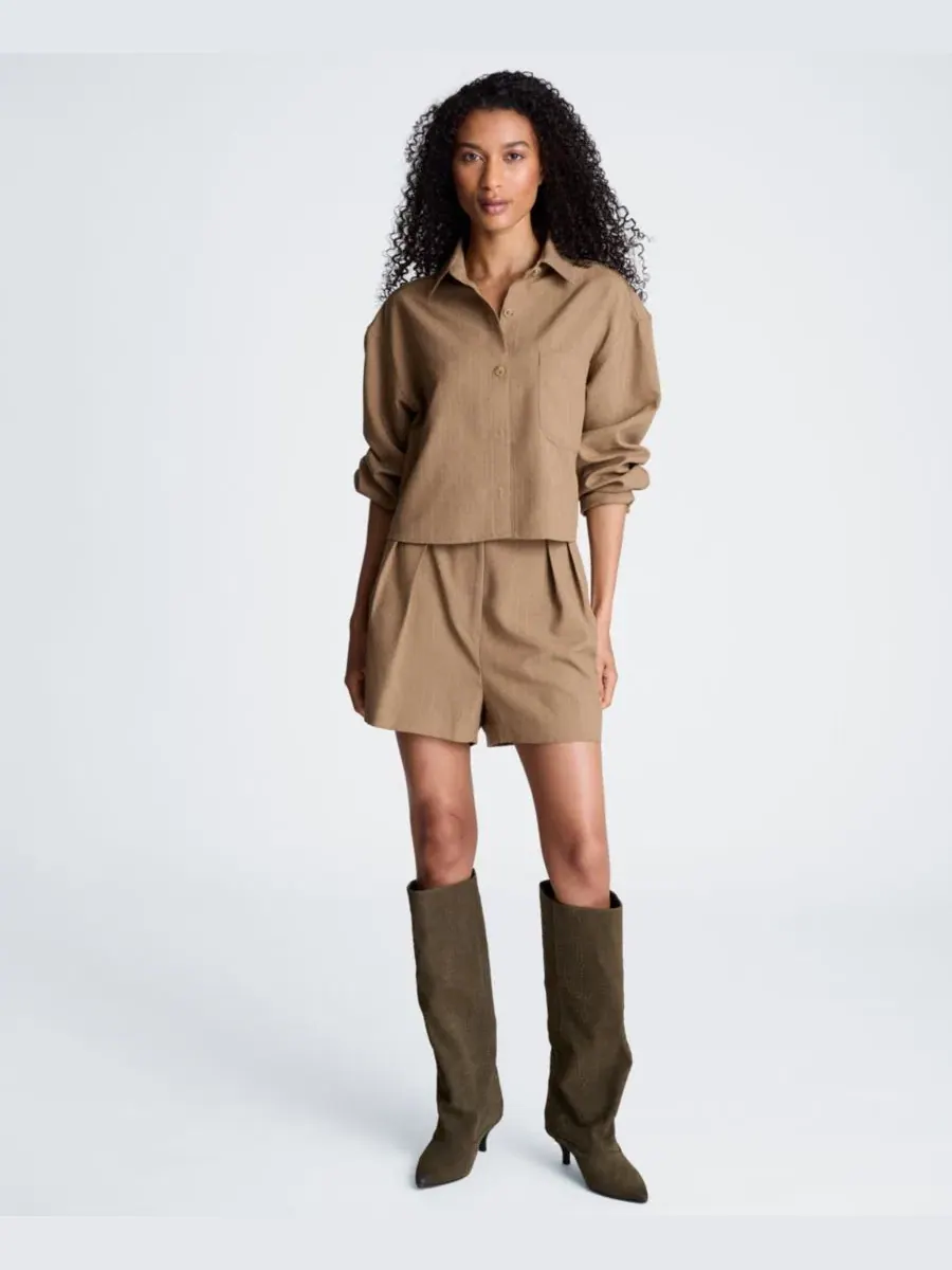 Шорты с защипами Kenneth Cole, Peanut Heather Oyster — изображение 2 из 6