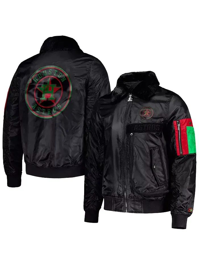 Мужская куртка x Ty Mopkins Black Houston Astros Black History Month на молнии, атласная Starter