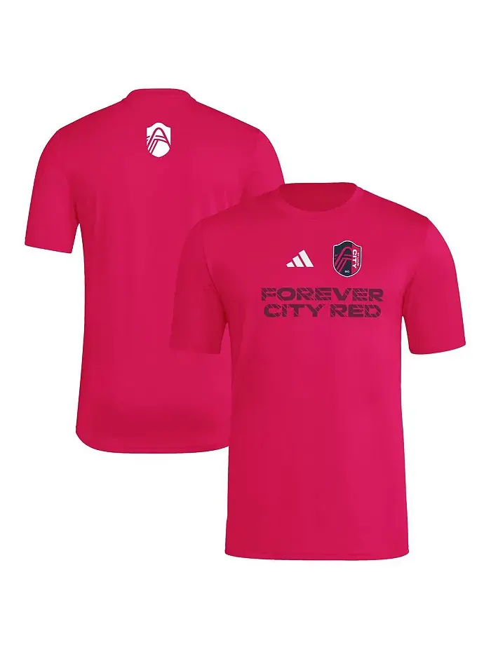Мужская футболка St. Louis City SC 2025 розового цвета с технологией AEROREADY и крючком adidas