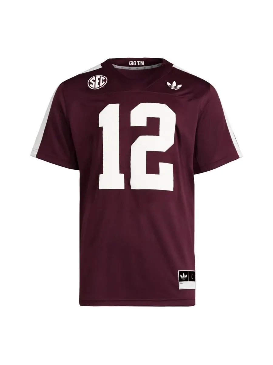 Adidas Мужская футболка Texas A&M Aggies Premier Strategy, размер 12 — изображение 2 из 3, коричневый