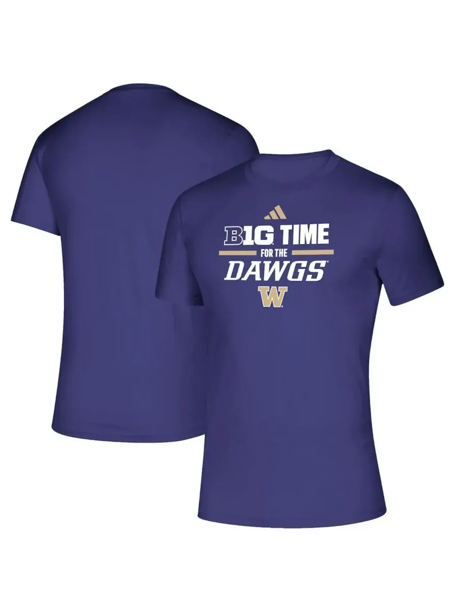 Adidas Мужская фиолетовая футболка Washington Huskies B1G Time for the Dawgs