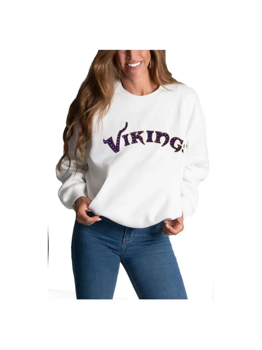 Cuce Женская белая толстовка Minnesota Vikings из синели с украшениями — изображение 2 из 2, белый