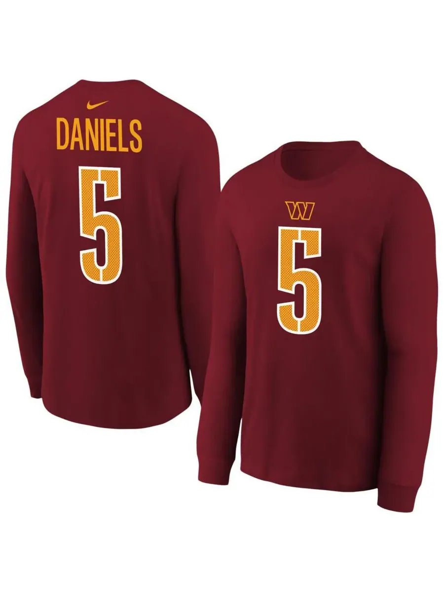 Футболка с длинным рукавом "Big Boys and Girls Jayden Daniels Burgundy Washington Commanders" с