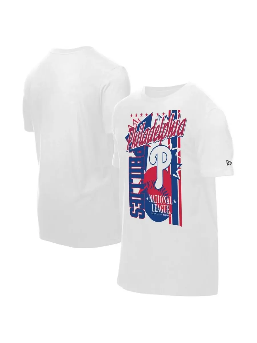 New Era Мужская белая футболка Philadelphia Phillies с крупным графическим принтом (домашний