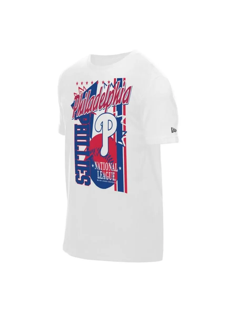 New Era Мужская белая футболка Philadelphia Phillies с крупным графическим принтом (домашний — изображение 3 из 3, белый
