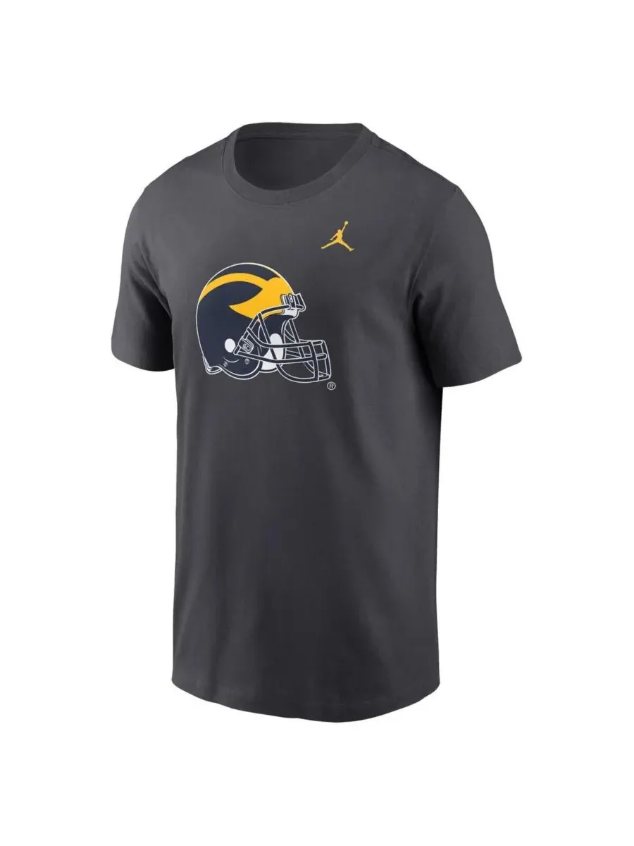 Jordan Мужская футболка с альтернативным логотипом команды Michigan Wolverines Primetime — изображение 2 из 3, серый