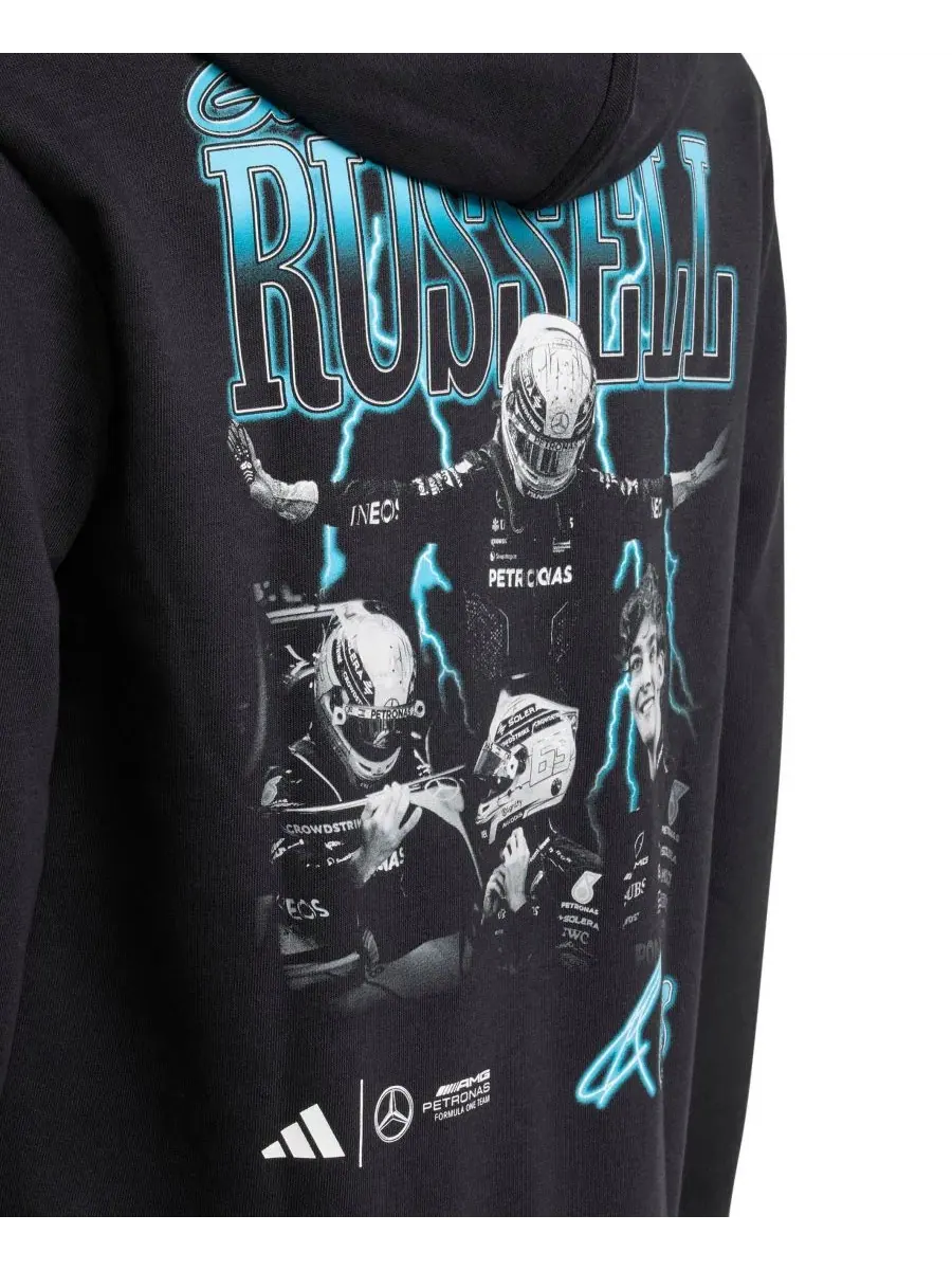 Худи с капюшоном George Russell Mercedes-AMG Petronas F1 Team Driver Wear adidas — изображение 3 из 6, черный