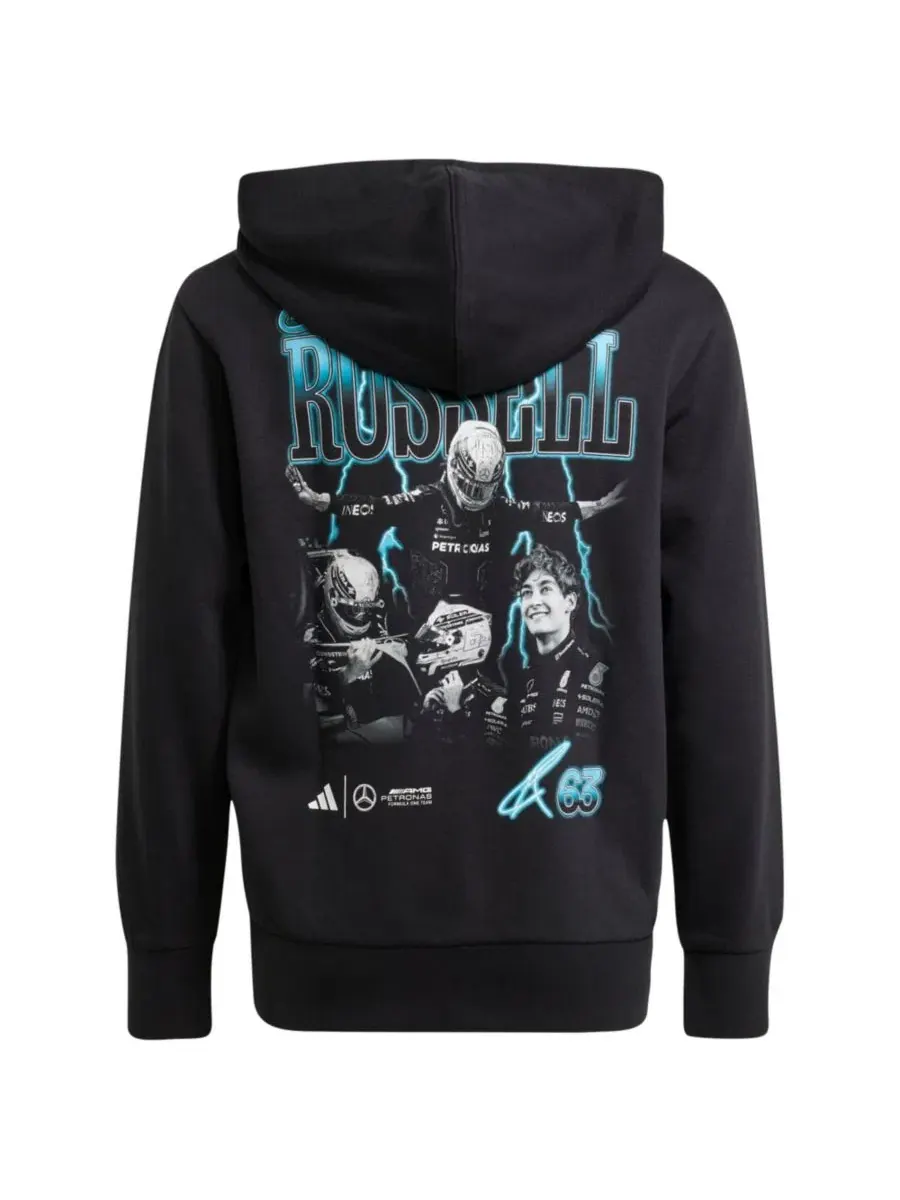 Худи с капюшоном George Russell Mercedes-AMG Petronas F1 Team Driver Wear adidas — изображение 6 из 6, черный
