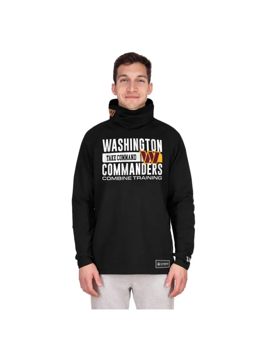 New Era Мужская черная балаклава-шлем Washington Commanders с полосатым принтом и капюшоном из — изображение 2 из 5, черный
