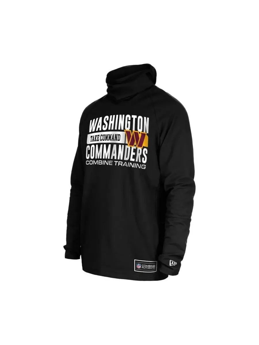New Era Мужская черная балаклава-шлем Washington Commanders с полосатым принтом и капюшоном из — изображение 5 из 5, черный