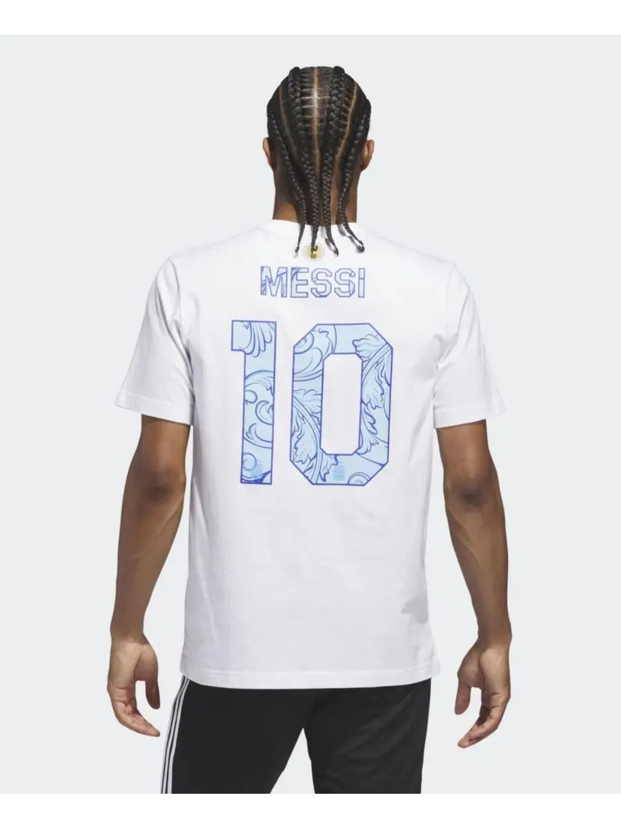 Футболка с принтом Lionel Messi adidas — изображение 3 из 6, белый