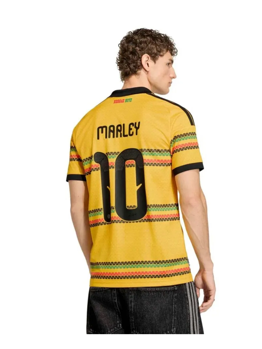 Футболка с коротким рукавом Bob Marley Yellow Jamaica National Team 10 Replica adidas — изображение 2 из 4, желтый