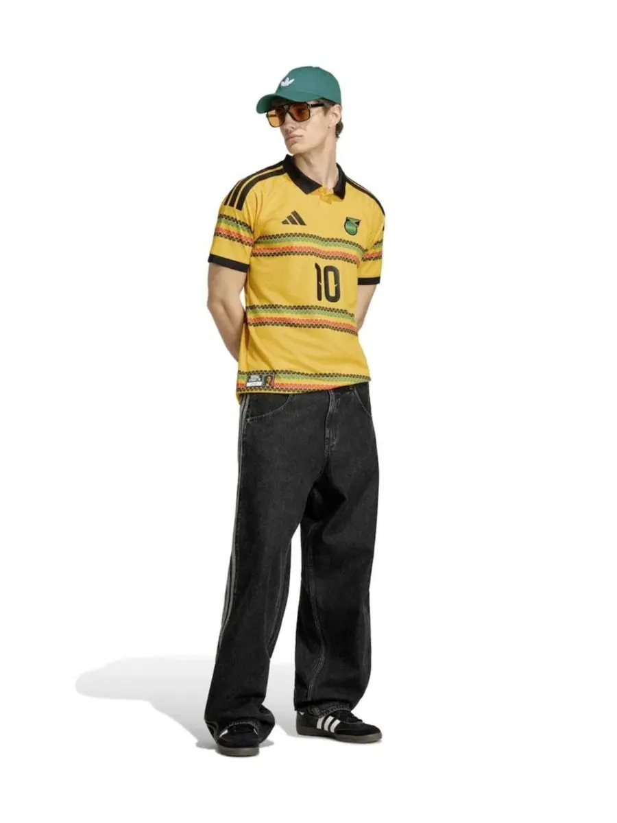 Футболка с коротким рукавом Bob Marley Yellow Jamaica National Team 10 Replica adidas — изображение 3 из 4, желтый
