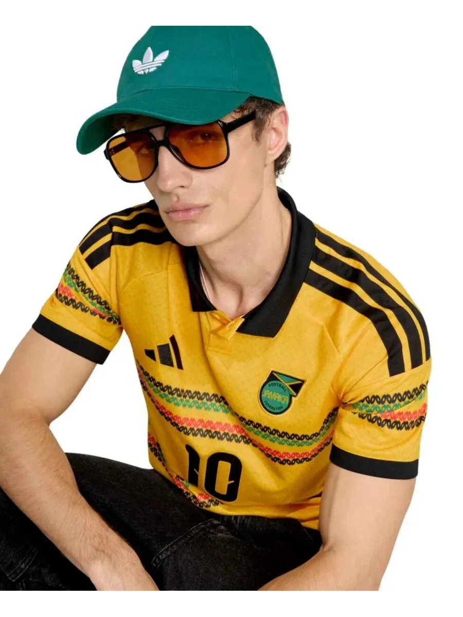 Футболка с коротким рукавом Bob Marley Yellow Jamaica National Team 10 Replica adidas — изображение 4 из 4, желтый