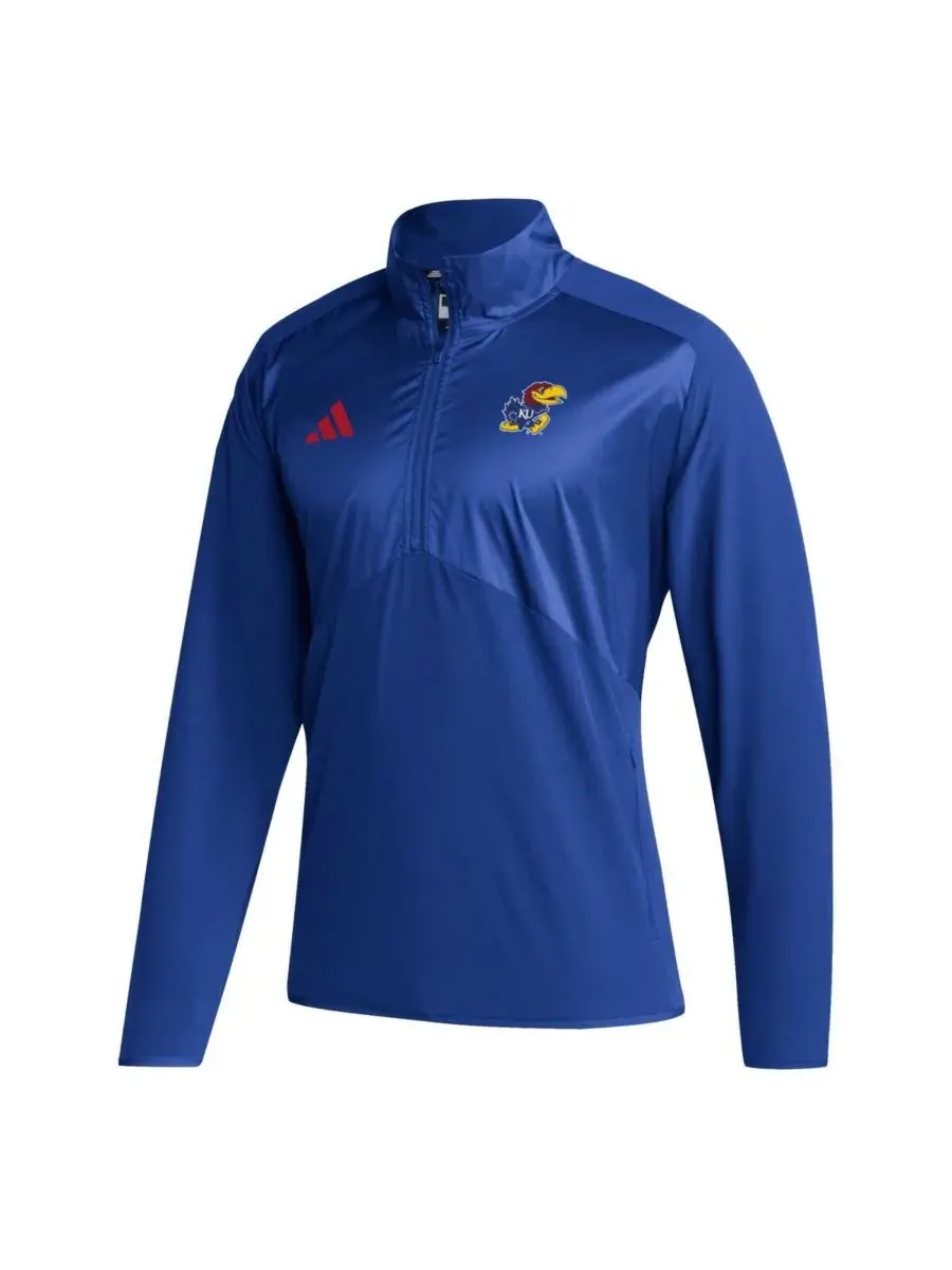 Мужская куртка Royal Kansas Jayhawks Sideline AEROREADY с рукавами реглан и застежкой-молнией до — изображение 3 из 3