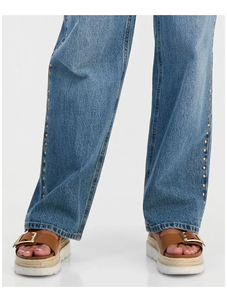 Джинсы прямого кроя с вышивкой Petite High-Rise Embroidered Straight-Leg Jeans And Now This, Conan — изображение 3 из 6