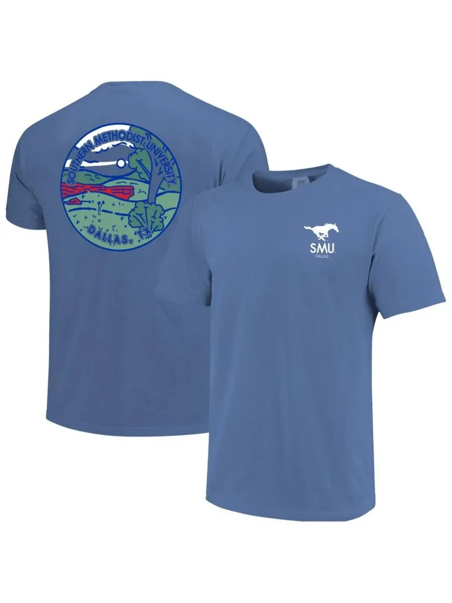 Мужская и женская футболка Royal SMU Mustangs Scenic Comfort Colors Image One
