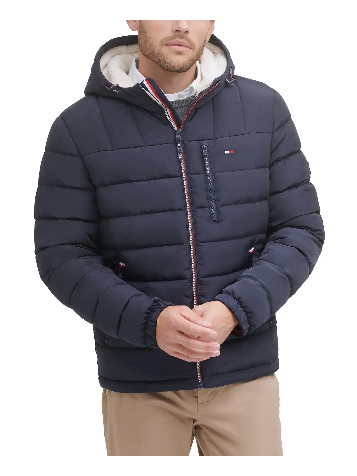 Мужская стеганая куртка-пуховик с капюшоном на подкладке из шерпы Tommy Hilfiger