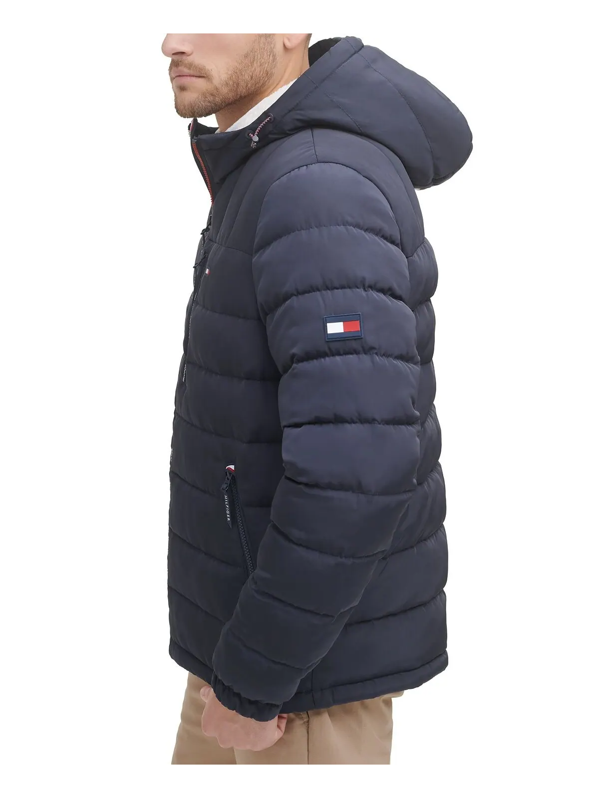 Мужская стеганая куртка-пуховик с капюшоном на подкладке из шерпы Tommy Hilfiger — изображение 2 из 6, синий