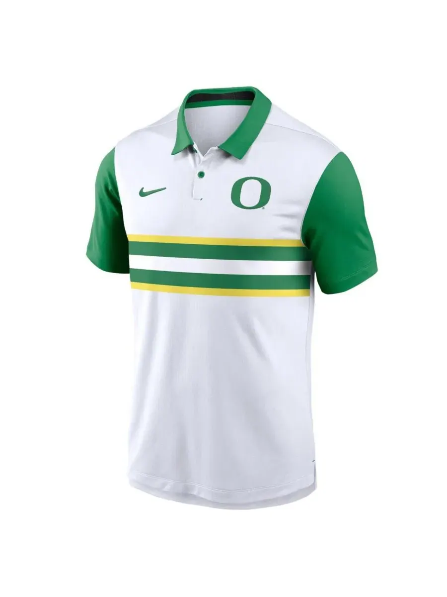 Поло с коротким рукавом, с Dri-FIT технологией, Oregon Ducks Nike — изображение 3 из 3, белый зеленый