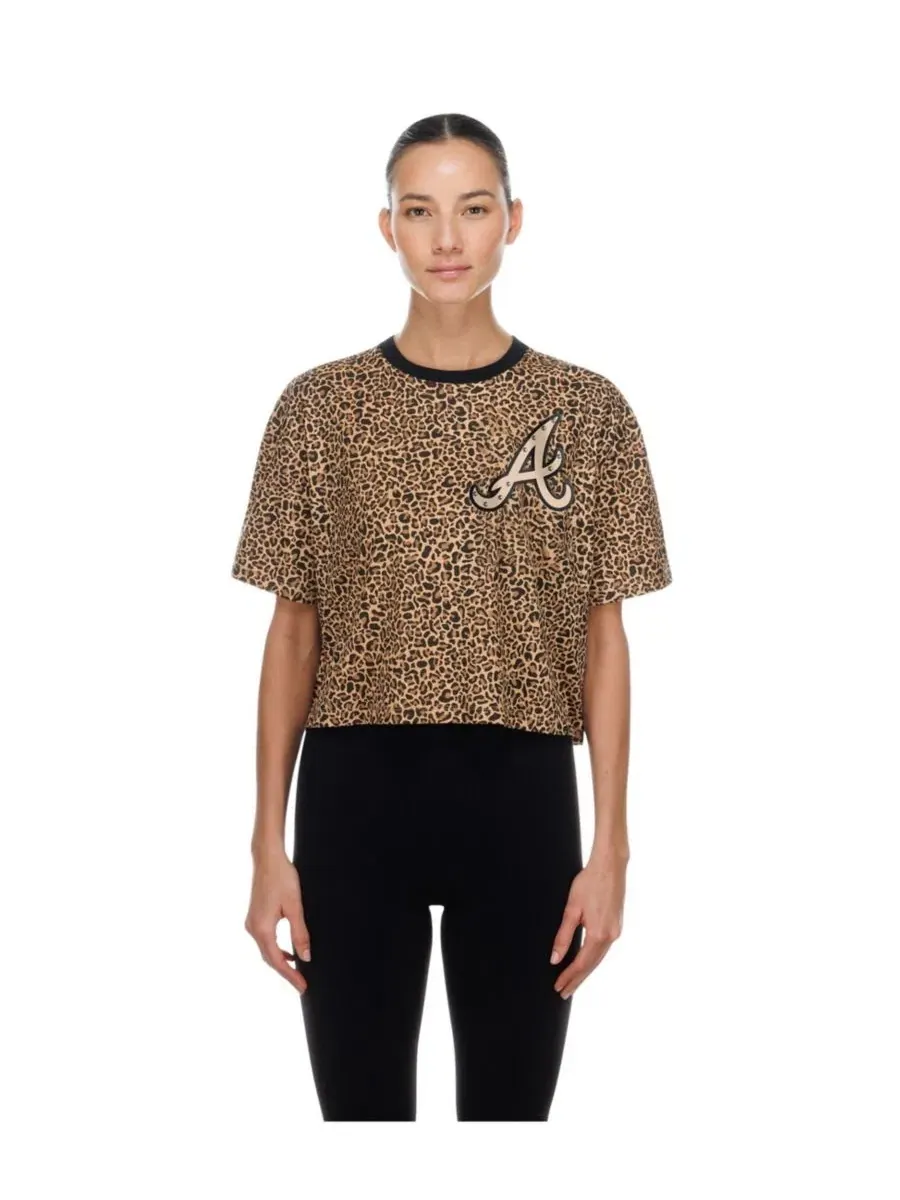 Футболка с принтом Leopard Boxy Cropped New Era