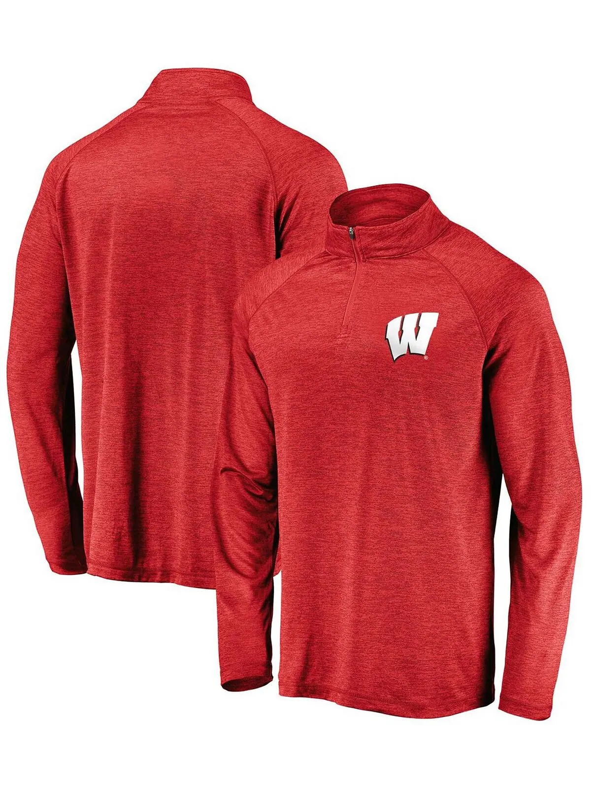 Мужская красная куртка Wisconsin Badgers с полосатым логотипом реглан и молнией четверть четверти