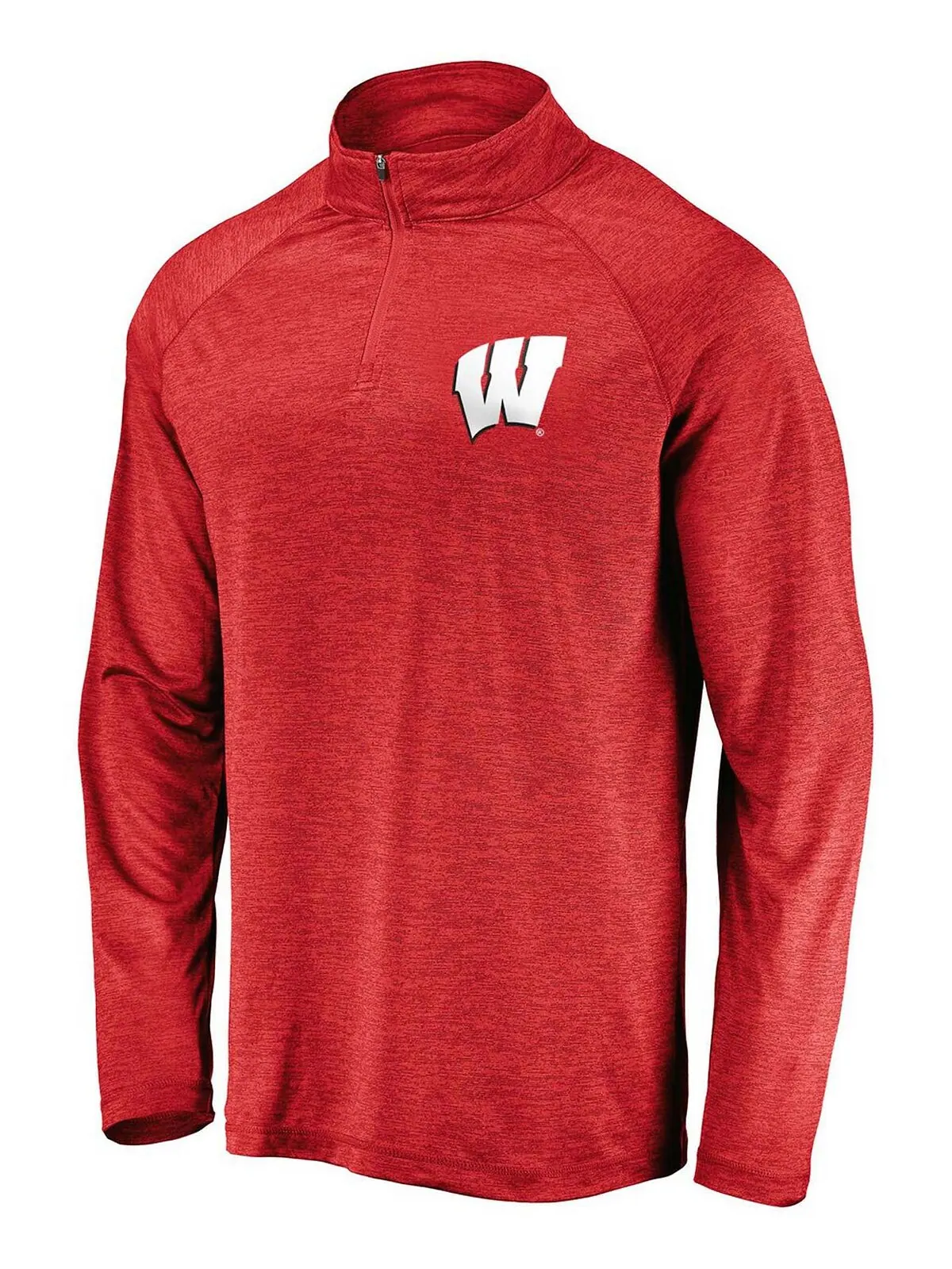 Мужская красная куртка Wisconsin Badgers с полосатым логотипом реглан и молнией четверть четверти — изображение 3 из 3