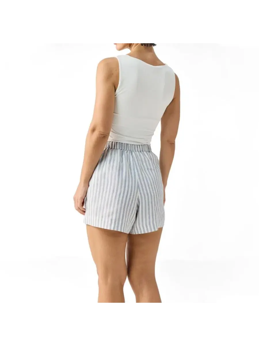 Шорты льняные с регулируемым поясом Reistor, Striped Linen — изображение 3 из 6