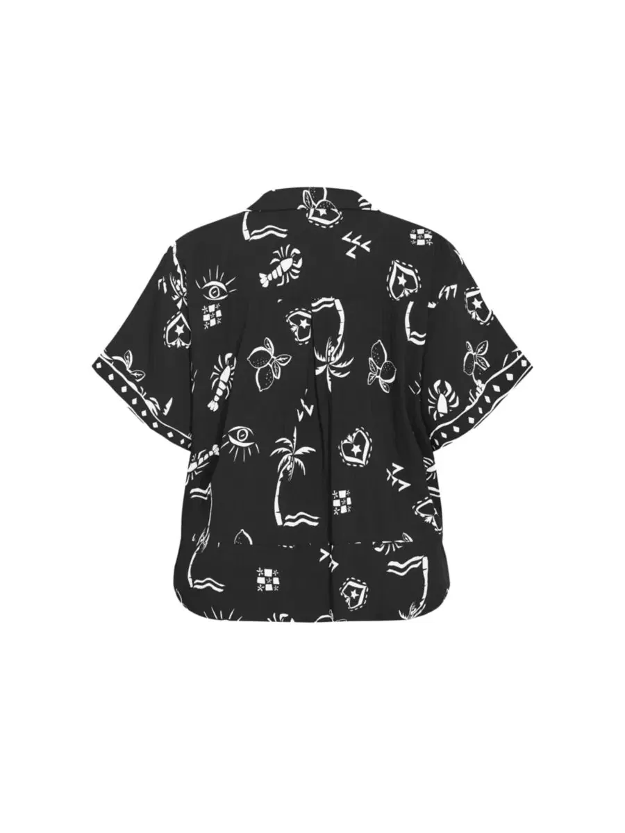 Рубашка-оверсайз с принтом Resort Border Print Shirt CITY CHIC, B&W Conversational — изображение 5 из 5