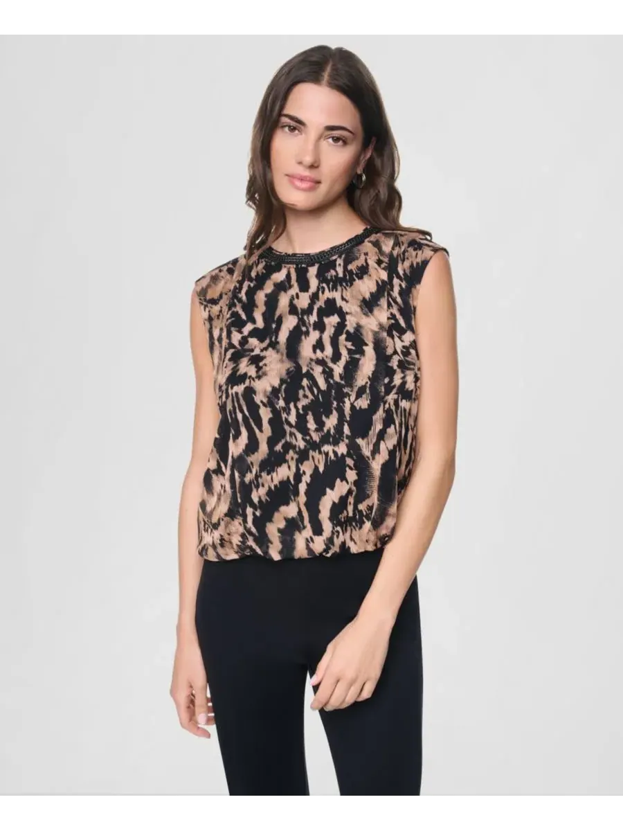 Блузка без рукавов с принтом DKNY, Abstract Feather