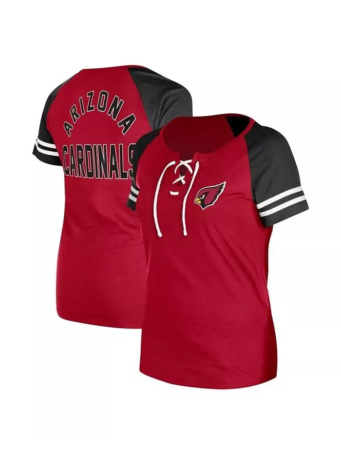 Женская футболка Cardinal Arizona Cardinals Lace-Up Raglan New Era