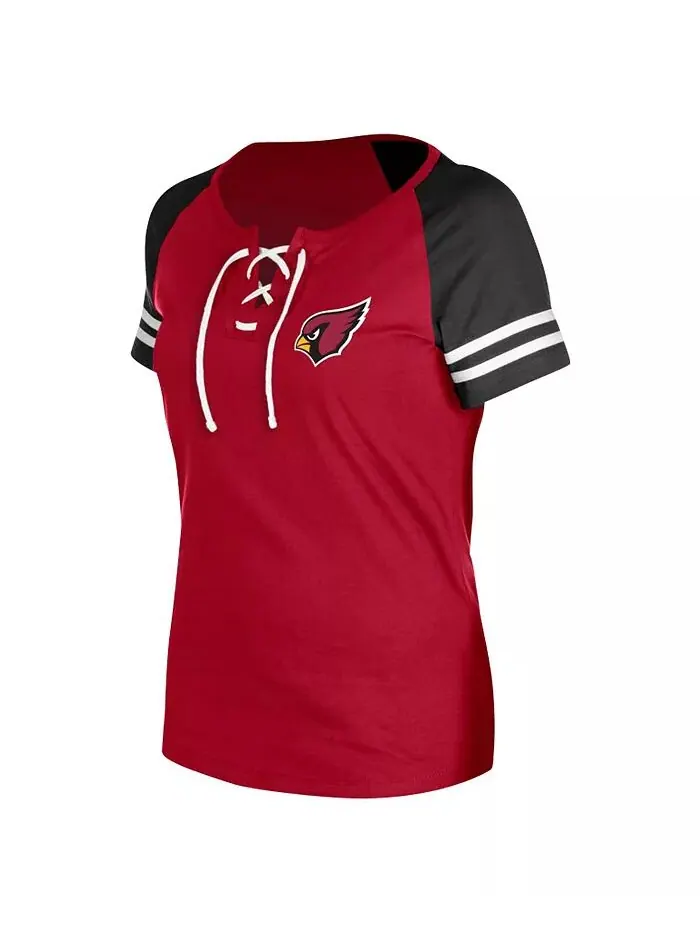 Женская футболка Cardinal Arizona Cardinals Lace-Up Raglan New Era — изображение 2 из 3