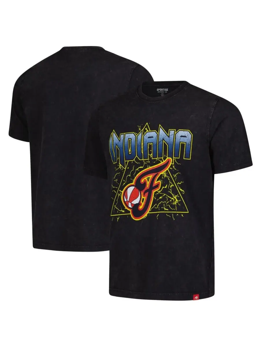 Sportiqe Мужская и женская черная футболка Indiana Fever Rock Roll Collection Angus Mineral Wash