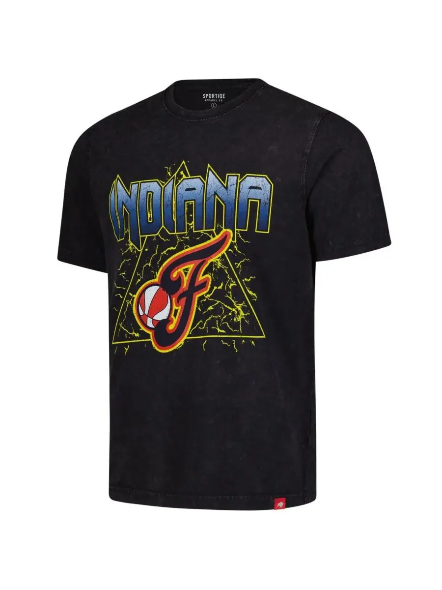 Sportiqe Мужская и женская черная футболка Indiana Fever Rock Roll Collection Angus Mineral Wash — изображение 2 из 3, черный