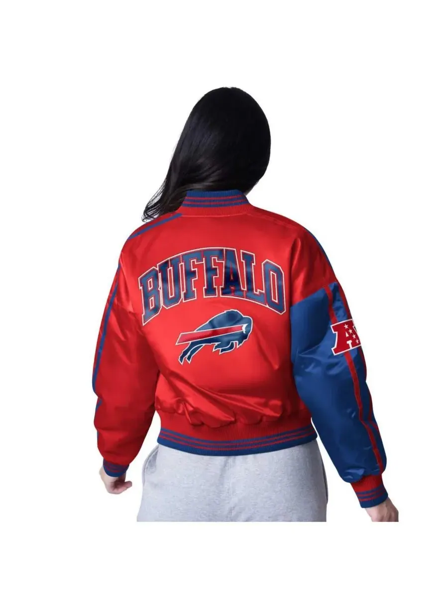 Starter Женская укороченная атласная куртка Buffalo Bills Zone Blitz с застежкой на кнопках — изображение 2 из 2, красный