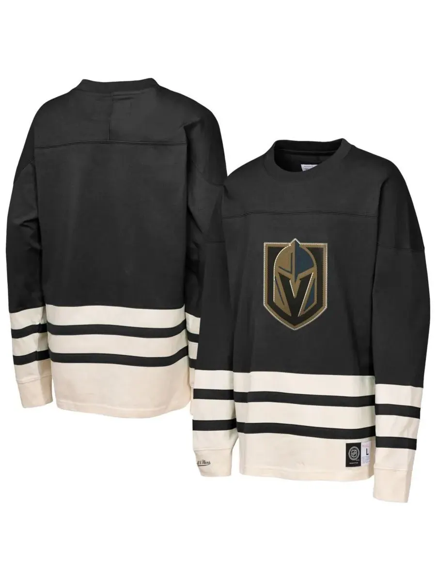 Mitchell & Ness Детская футболка с длинными рукавами Black Vegas Golden Knights Chainstitch