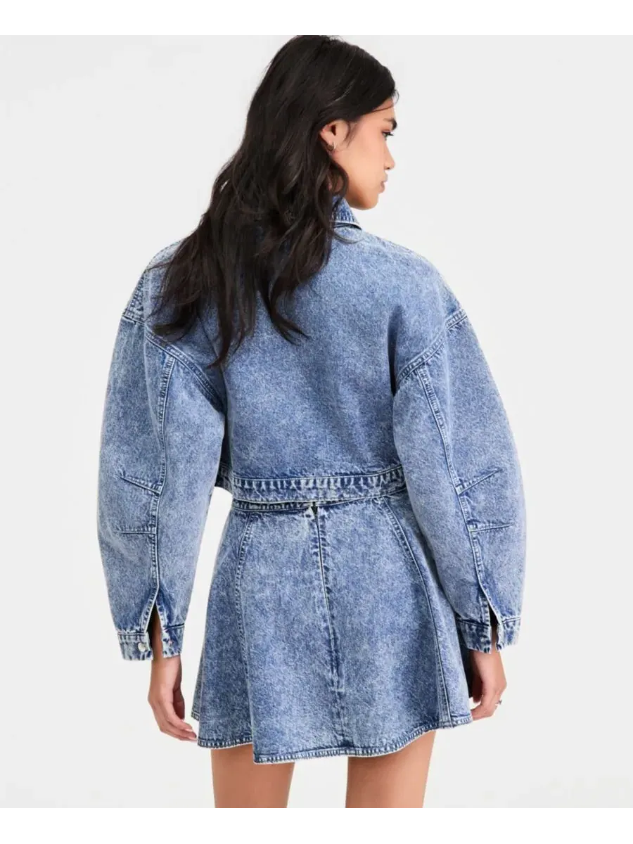 Женская укороченная джинсовая куртка Bar III, Acid Wash — изображение 4 из 4
