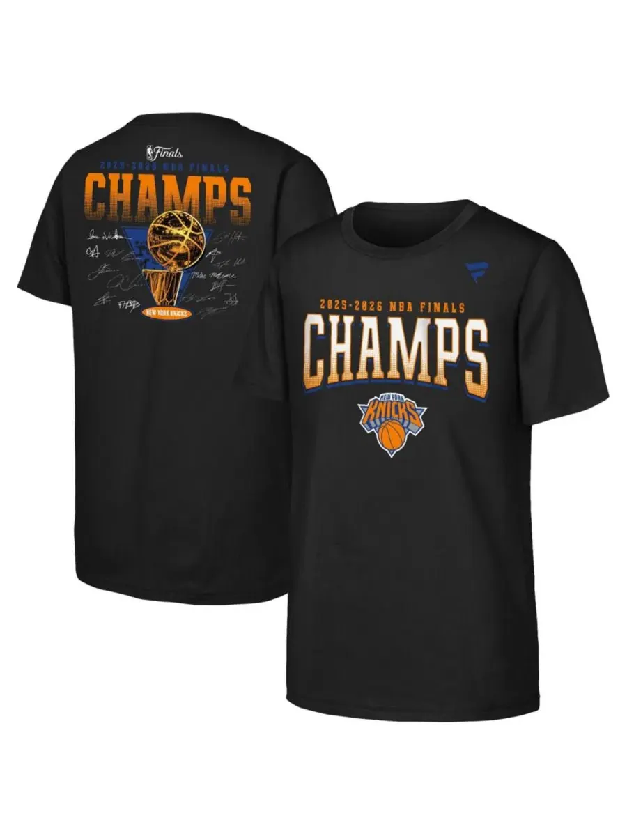 Футболка с длинным рукавом, хлопковая, New York Knicks 2026 NBA Finals Champions Trophy Signature