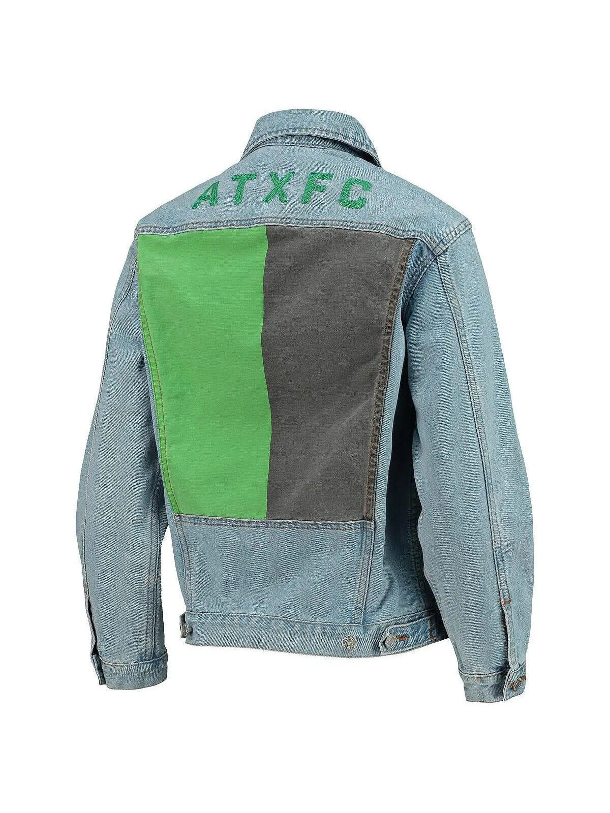 Женская синяя джинсовая куртка на пуговицах с принтом Austin FC The Wild Collective — изображение 3 из 3, синий