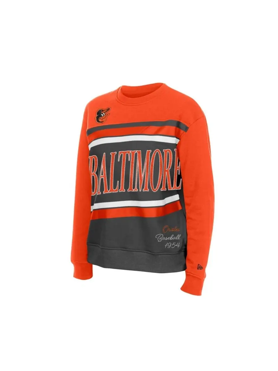 Женский свитшот New Era Baltimore Orioles Gameday Color Block Fleece Graphic — изображение 3 из 4, серый оранжевый