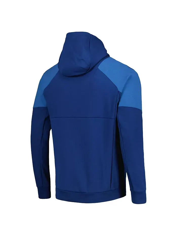 Мужская синяя толстовка с капюшоном Seattle Sounders FC 2023 Player Travel Pullover Hoodie adidas — изображение 2 из 3