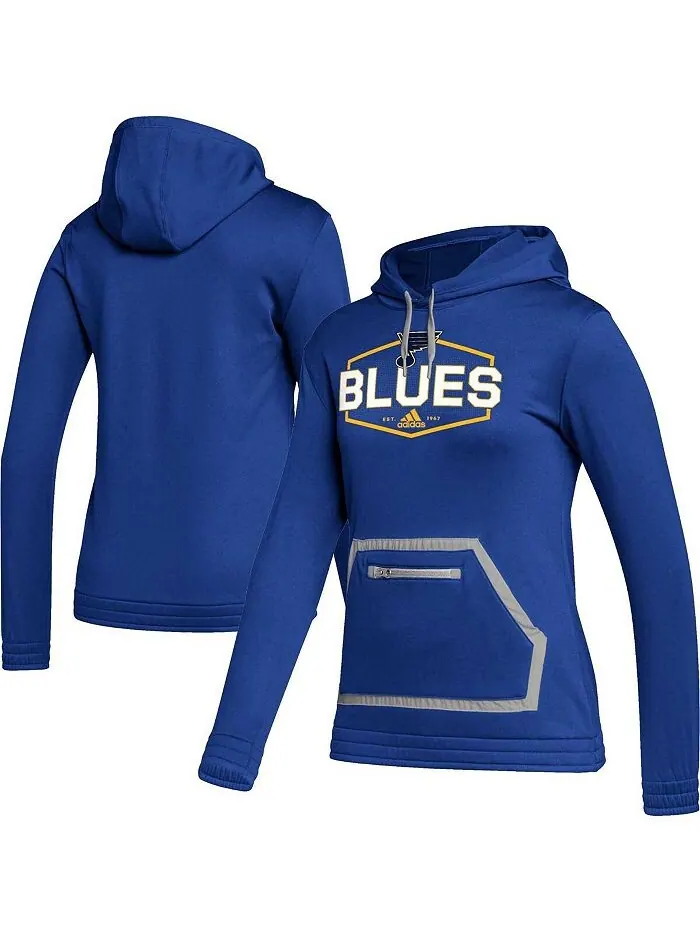 Женский синий пуловер с капюшоном St. Louis Blues Team adidas