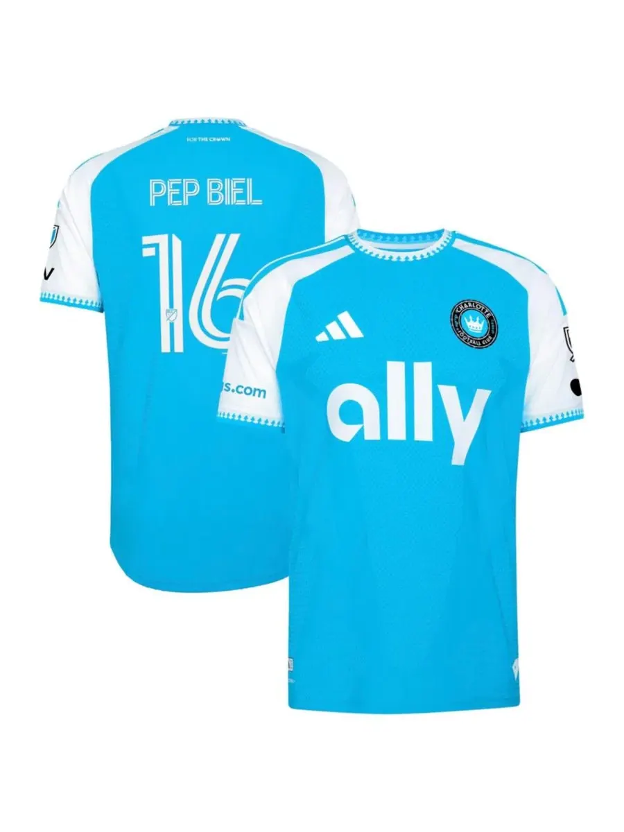 Футболка с длинным рукавом Pep Biel Blue Charlotte FC 2026 Carolina Kit: Crowns Up On-Field
